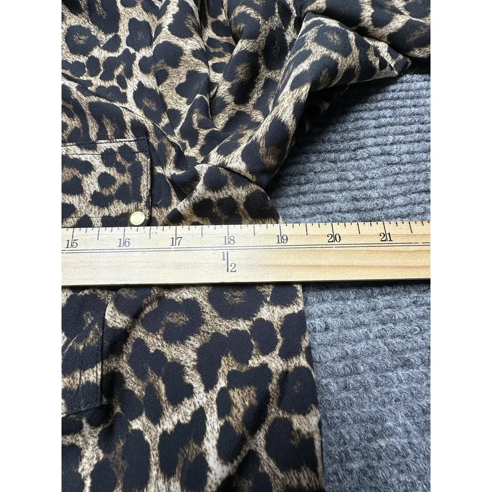 Michael Michael Kors‎ Jacket Womens Medium Dark Camel Leopard Zip Front Utility